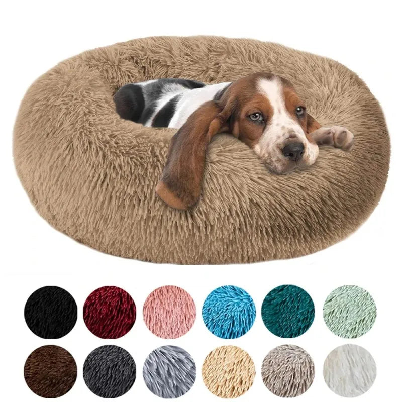 Round Cat Beds House Soft Long Plush Bed For Dogs Basket Pet Products Cushion Cat Bed Cat Mat Sleeping Sofa, Suitable For Winter — DozyPawzy calming pet product